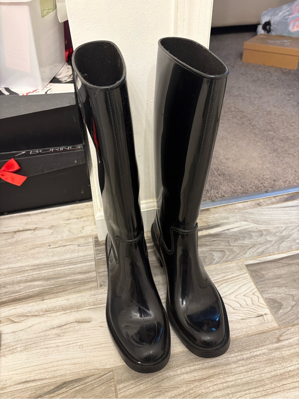 Gucci Black Patent Rain Boots
